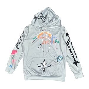 Yeshire Women’s Gray Lightweight Graphic Loungewear Two-Piece Tracksuit M